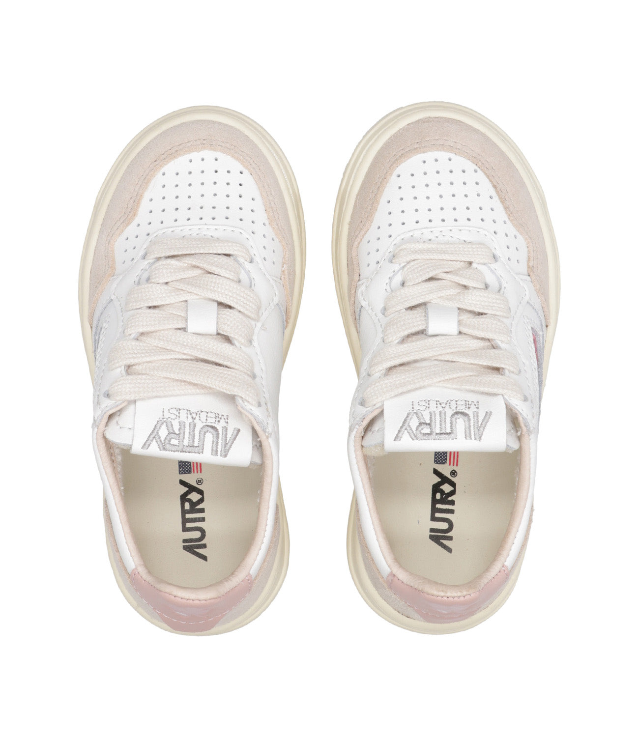 Autry Kids | Sneakers Medalist Low Bianco e Rosa