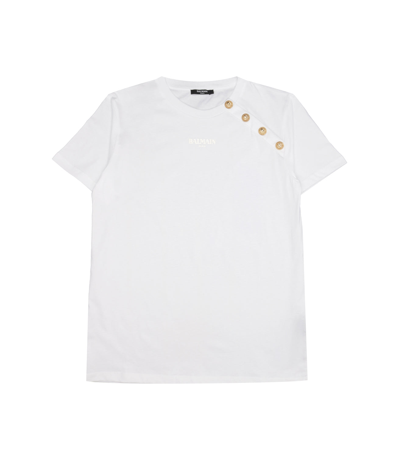 Balmain Kids Balmain Kids White and Gold T-Shirt BW8P71