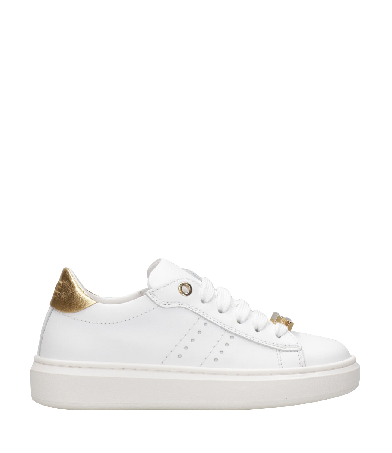 Elisabetta Franchi La Mia Bambina | White and Gold Sneakers