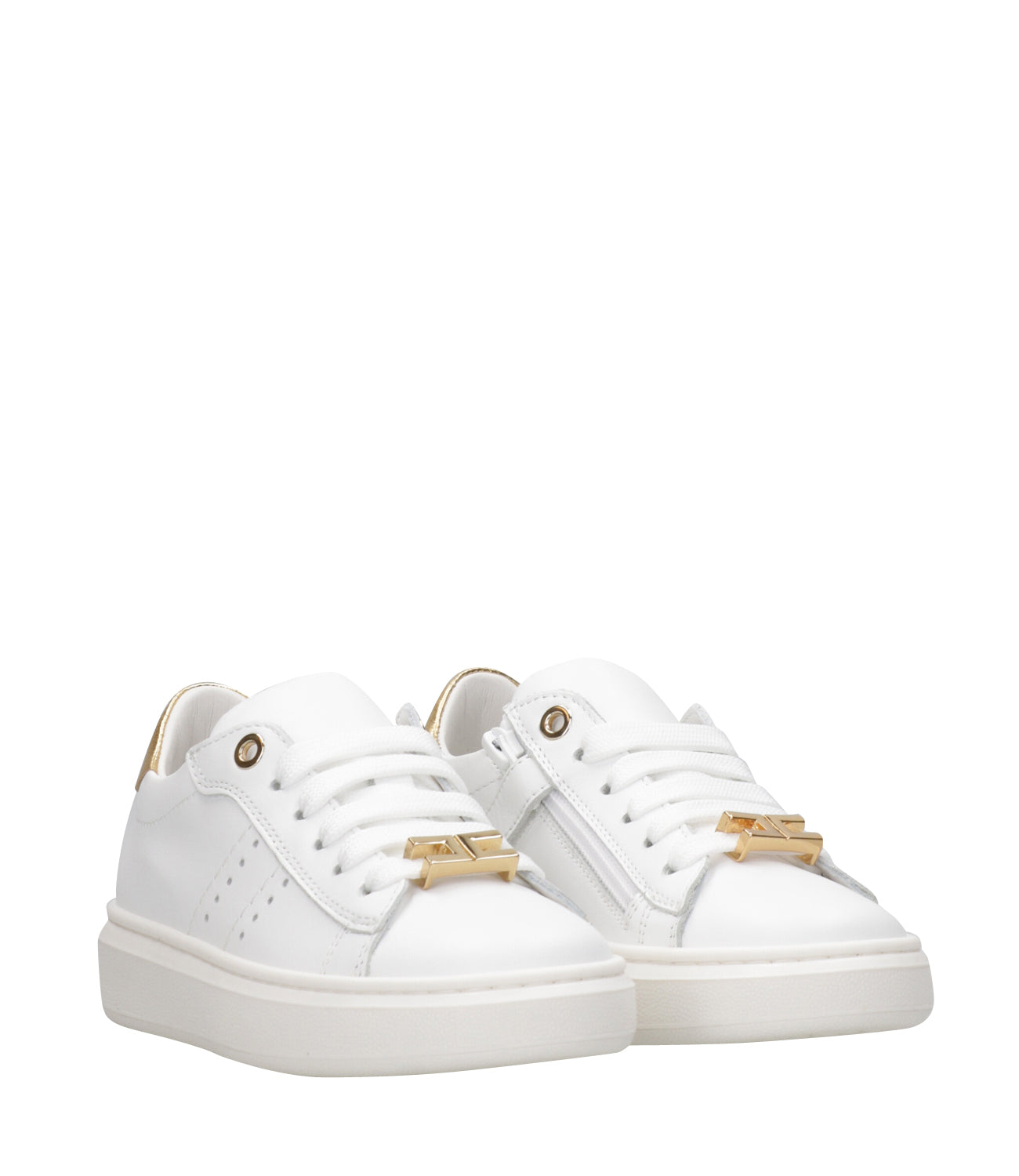 Elisabetta Franchi La Mia Bambina | White and Gold Sneakers