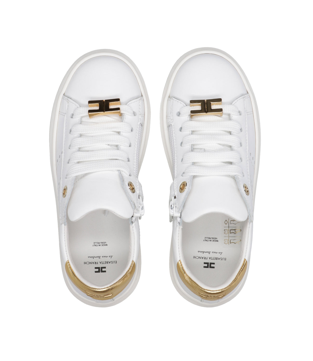 Elisabetta Franchi La Mia Bambina | White and Gold Sneakers