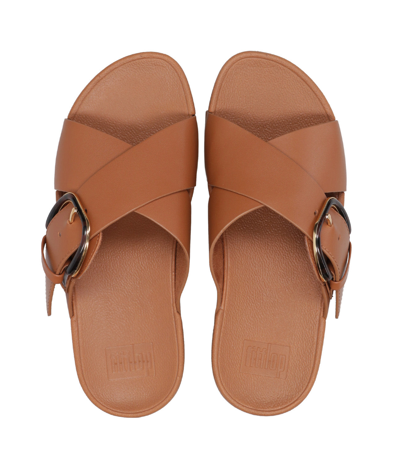 Ftitflop | Ciabatta Lulu Incrociata con Fibbia in resina Cuoio