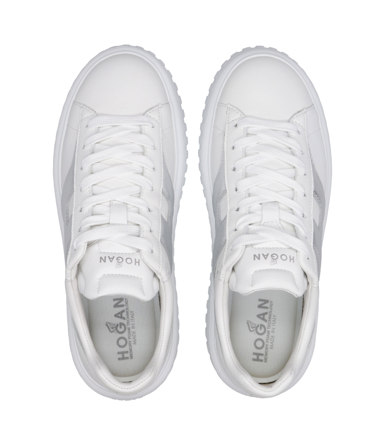 Hogan | Sneakers H-Stripes Bianco e Argento
