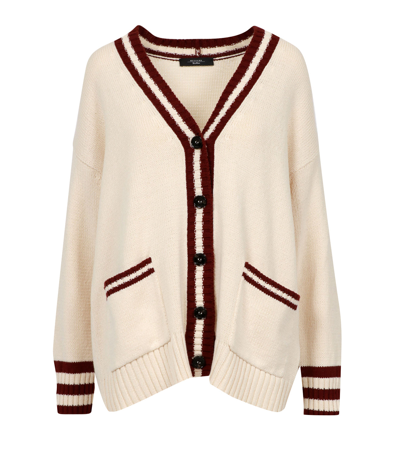 Max Mara Weekend | Cream and Bordeaux Alley Cardigan