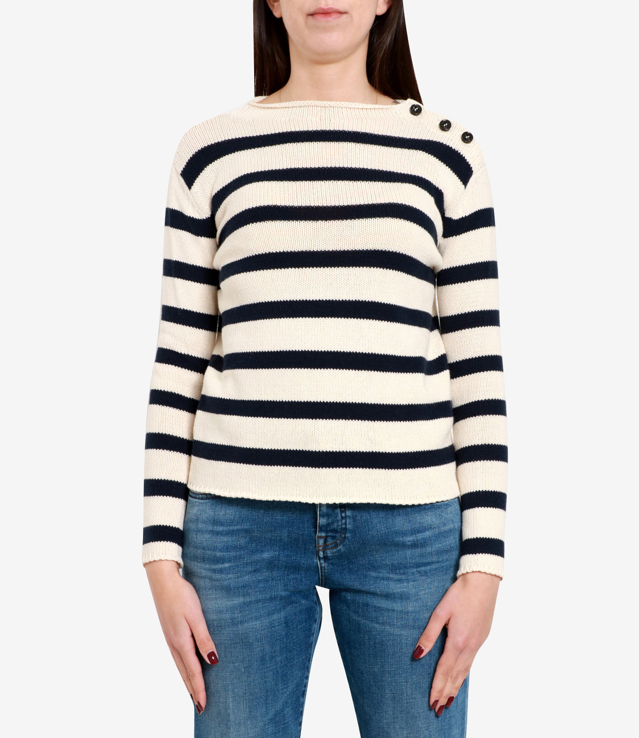 Max Mara Weekend | Vibo Blue and Cream Sweater