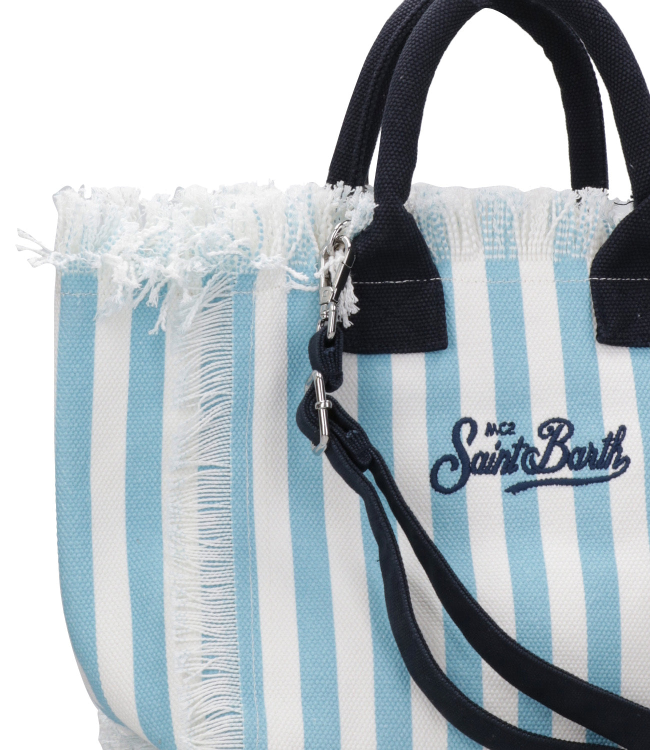 MC2 Saint Barth | Borsa a Mano Colette Canvas Small Bianco e Celeste