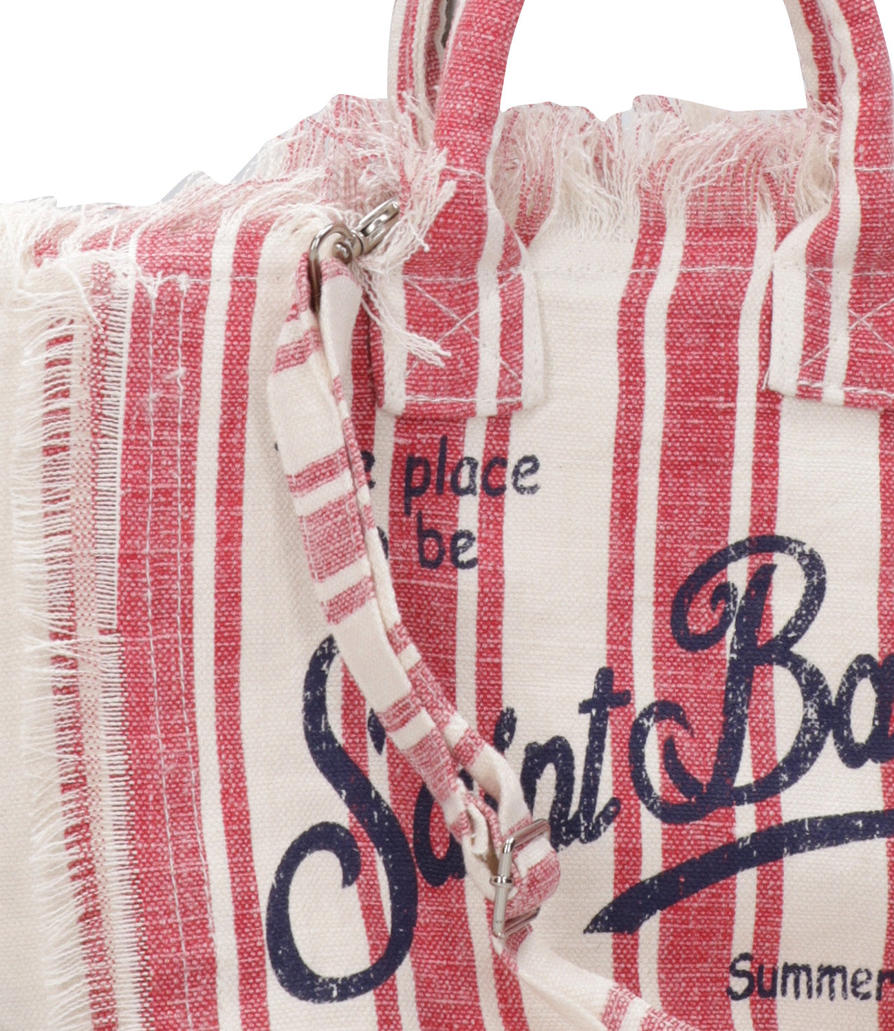 MC2 Saint Barth | Borsa a Mano Colette Linen Beige e Rosso