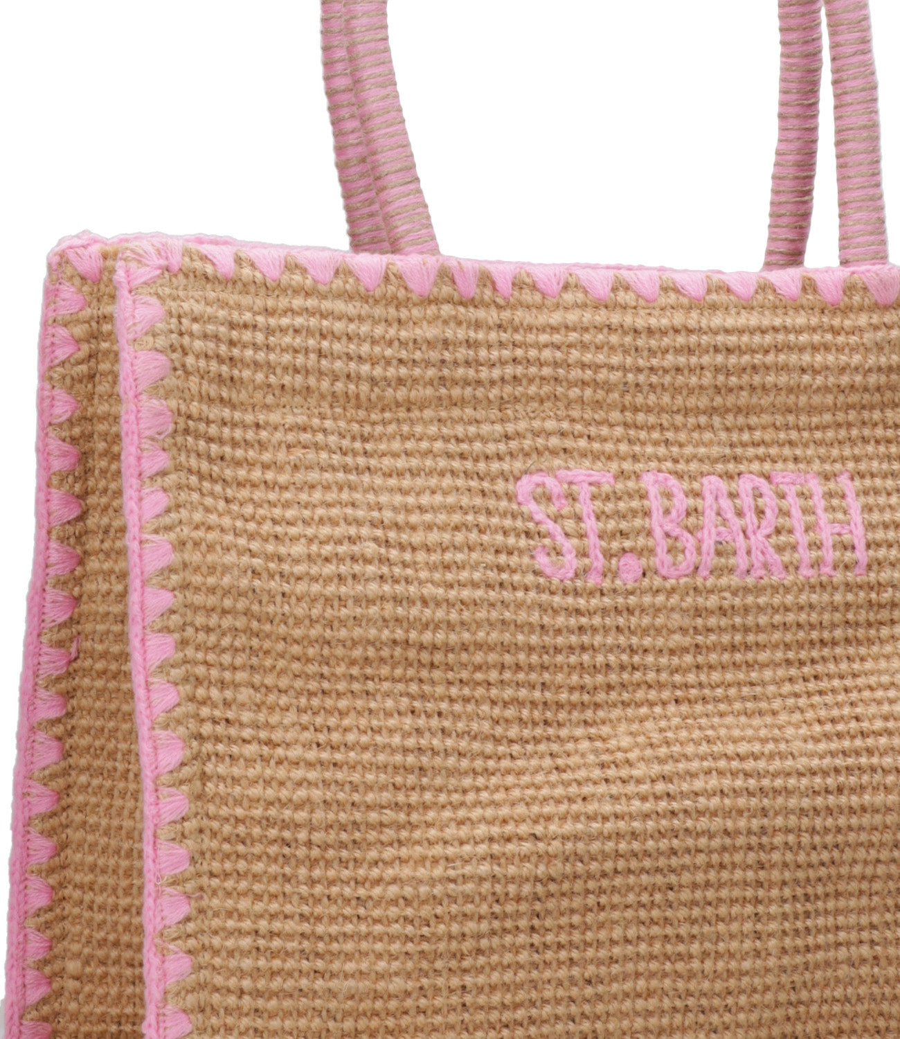 MC2 Saint Barth | Borsa a Spalla Vivian Mid Jute Beige e Rosa