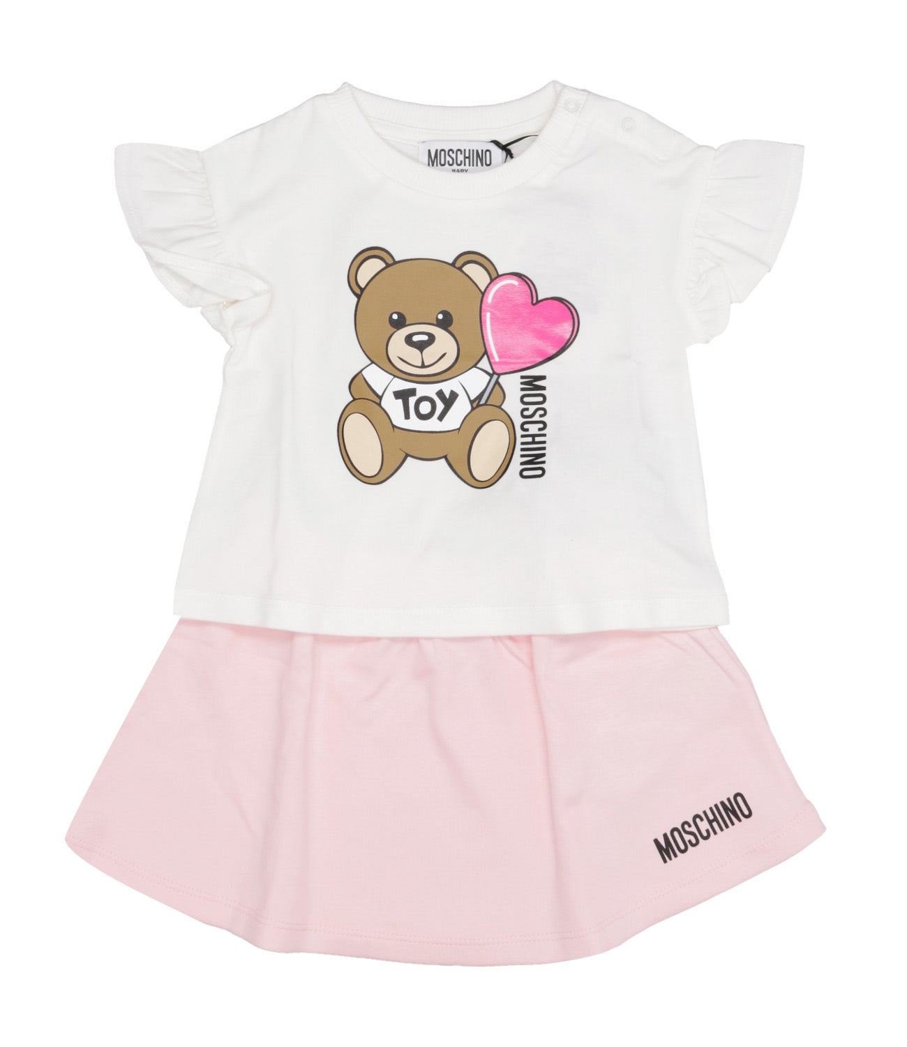 Moschino Baby | White and Pink T-Shirt and Skirt Set