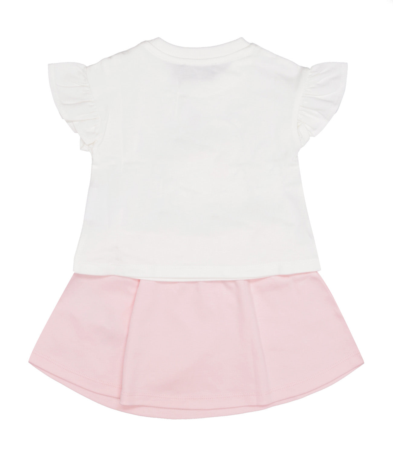 Moschino Baby | White and Pink T-Shirt and Skirt Set
