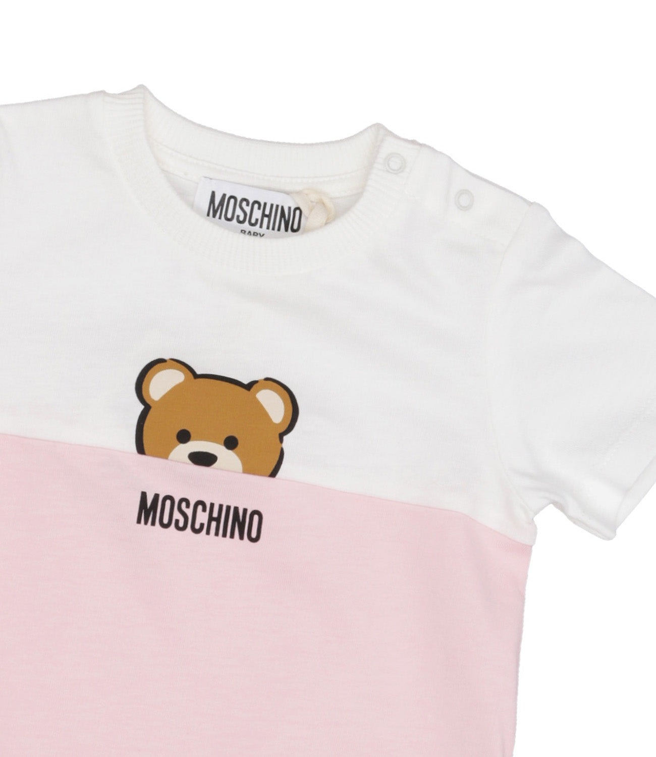 Moschino Baby | Pink and White Sleepsuit and Hat Set
