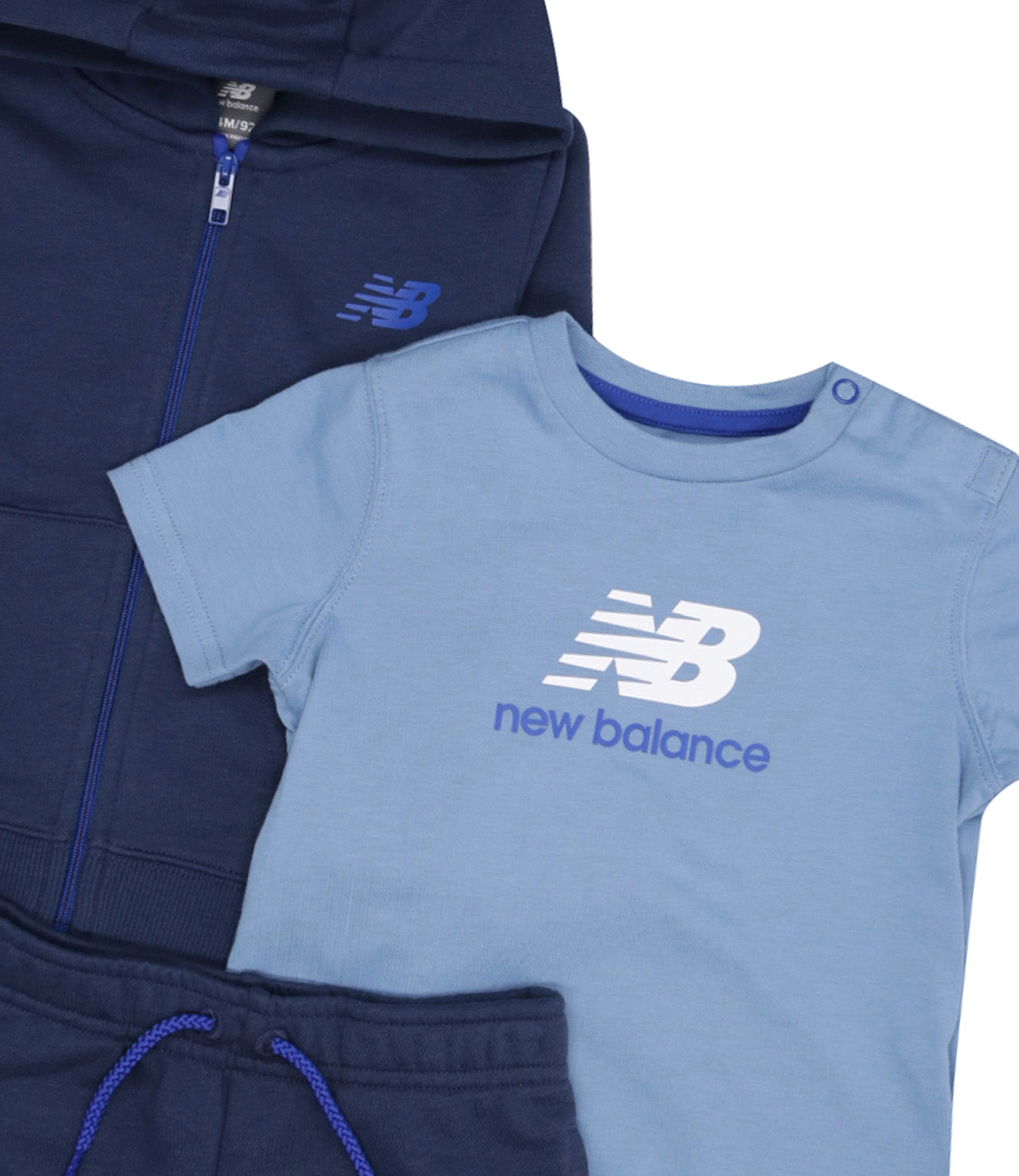 New Balance Kids | Set Felpa T-shirt e Shorts Celeste e Blu