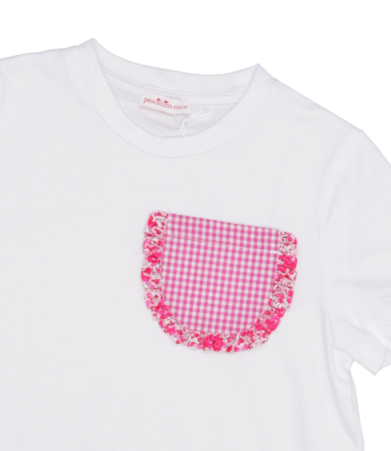 Pesciolino Rosso Kids Beachwear | T-Shirt Bianco e Rosa