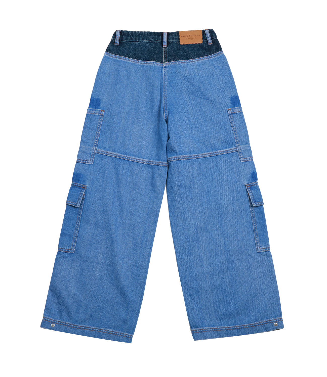 Philosophy di Lorenzo Serafini Kids | Jeans Cargo Patch Denim medio