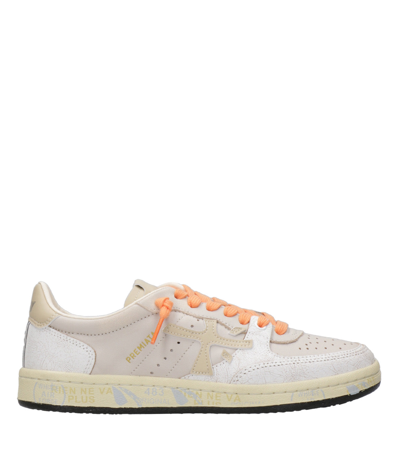 Premiata | Clayd White and Beige Sneakers