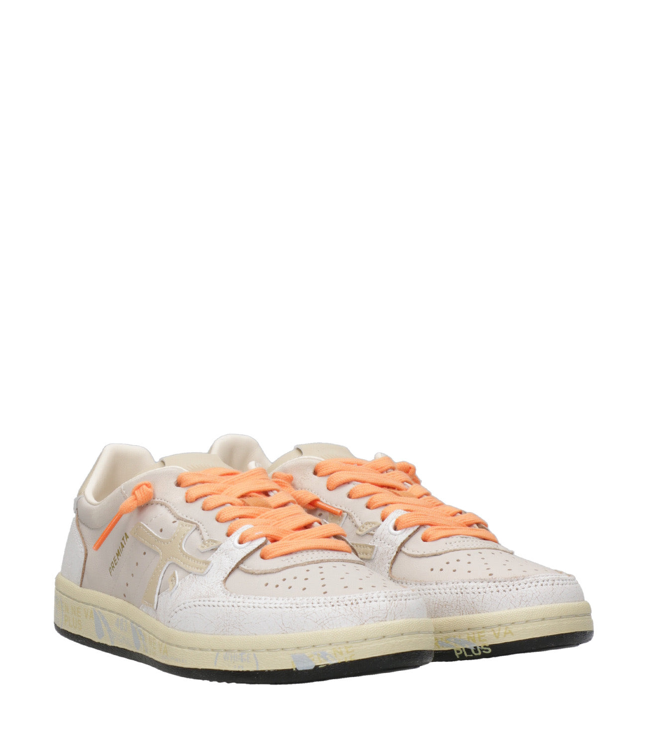 Premiata | Clayd White and Beige Sneakers