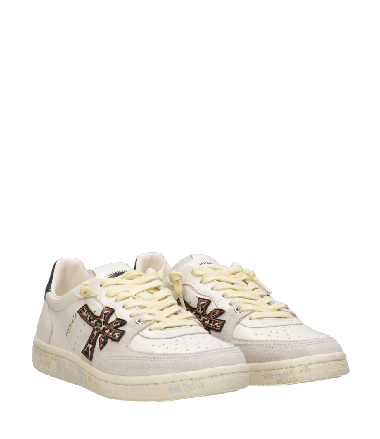 Premiata | Clayd White and Brown Sneakers