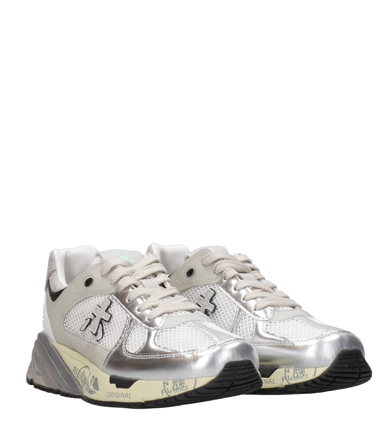 Premiata | Mased Grey and Silver Sneakers