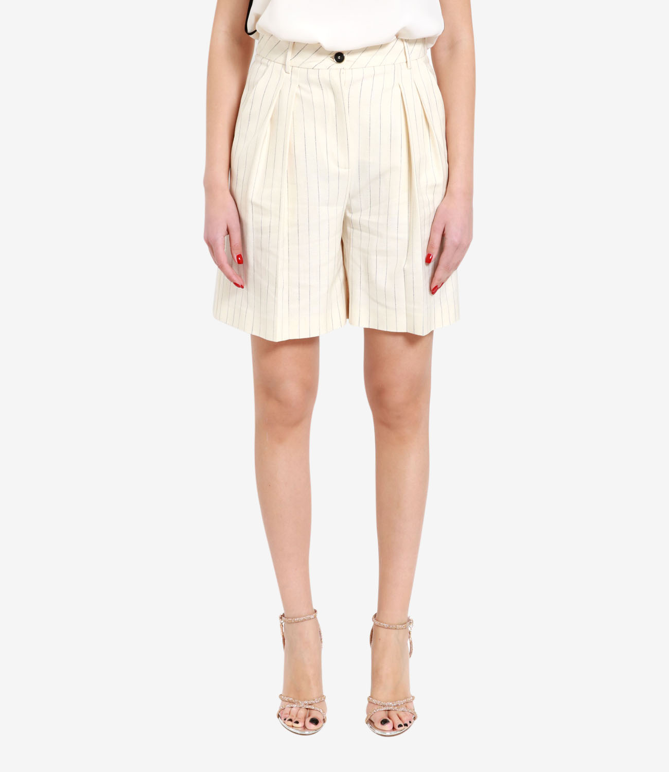 Simona Corsellini | Sand and Black Bermuda Shorts