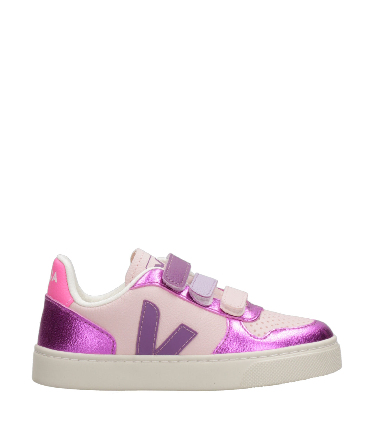 Veja Velcro Pink Veja Kid's V12 Velcro Leather Trainers Nacre/Rose