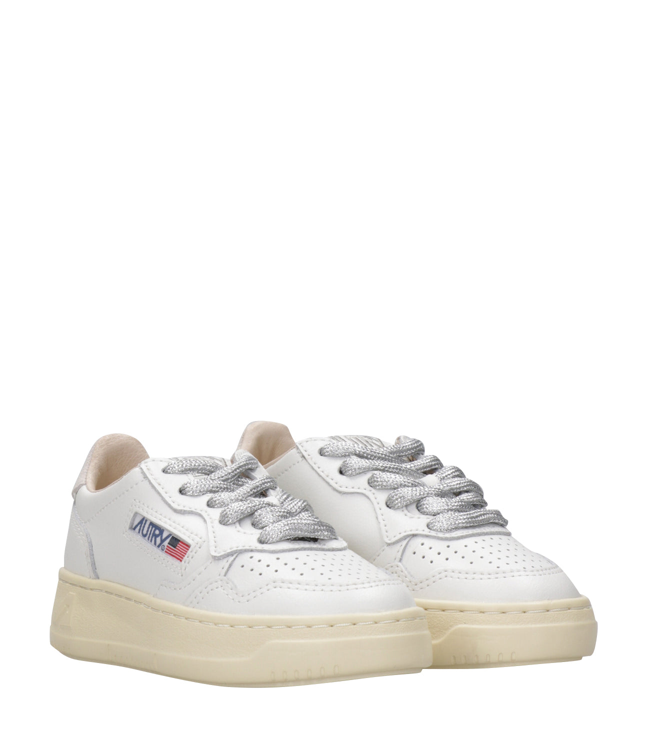 Autry Kids | Sneakers Medalist Low Bianco e Rosa chiaro