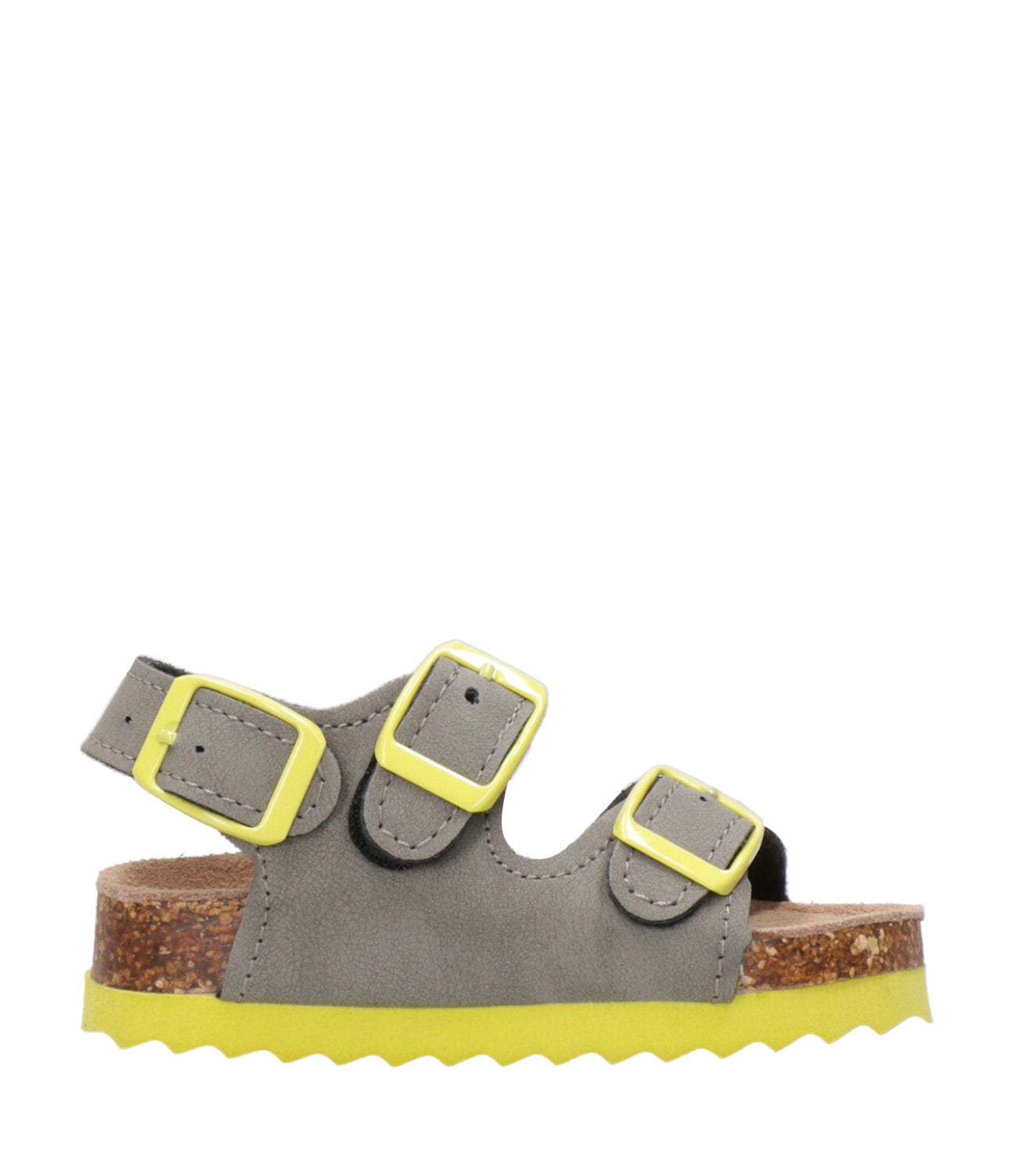 Colors of California Kids | Sandalo 3 Buckles Grigio fumo e Giallo