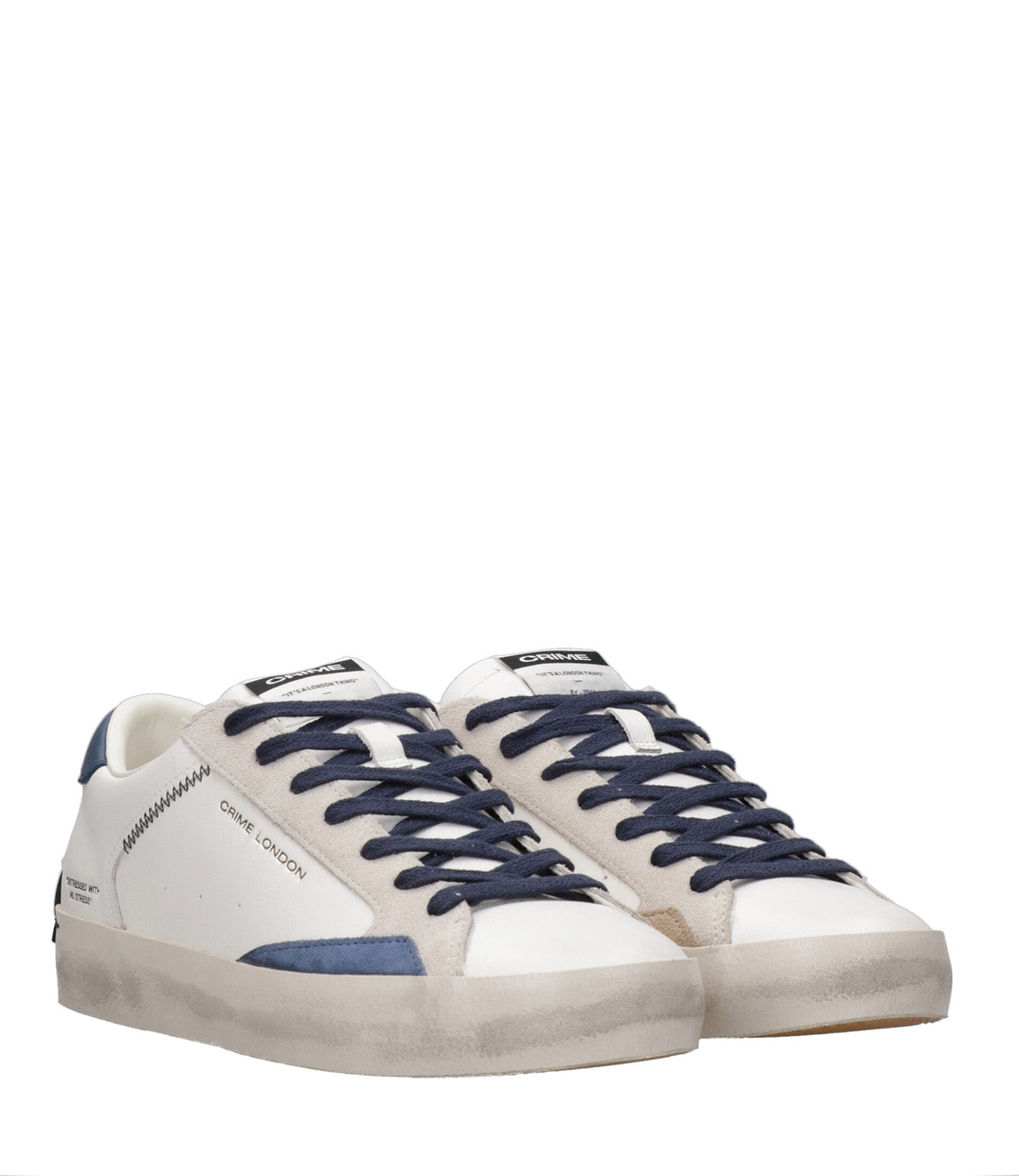 Crime | Sneakers Distressed Low Bianco e Blu