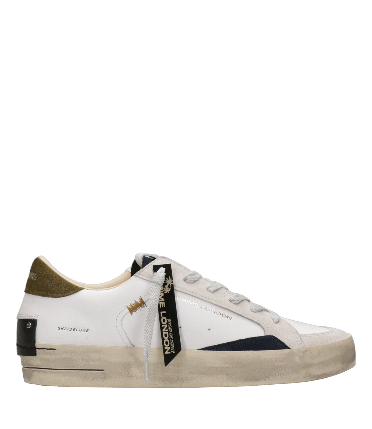 Crime | Sneakers SK8 Deluxe Bianco e Verde militare