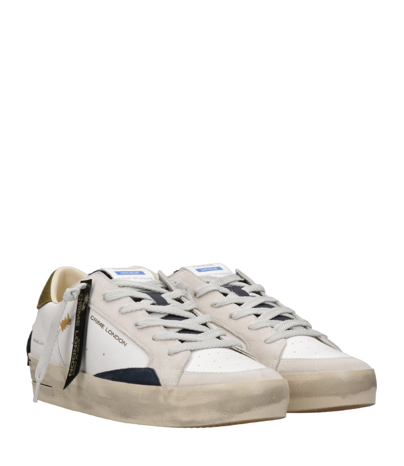 Crime | Sneakers SK8 Deluxe Bianco e Verde militare
