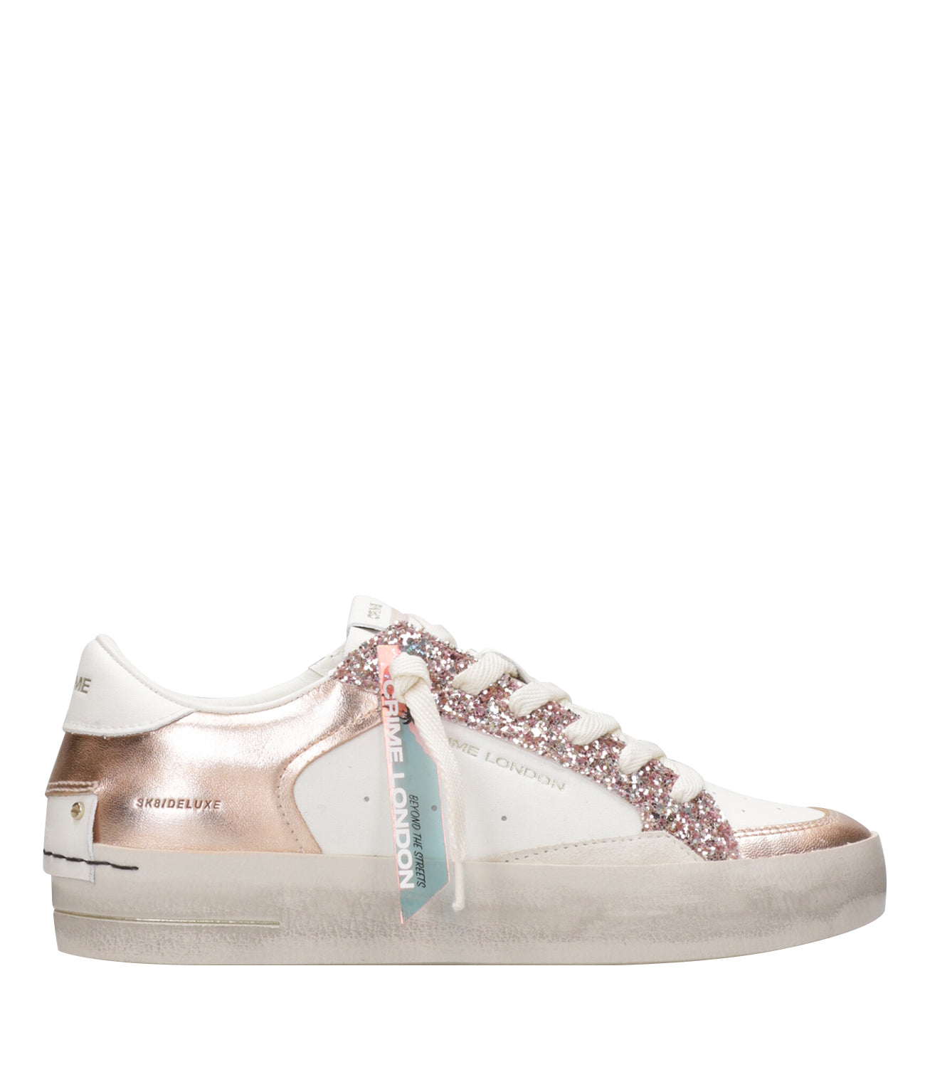Crime | Sneakers SK8 Deluxe Bianco e Oro rosa