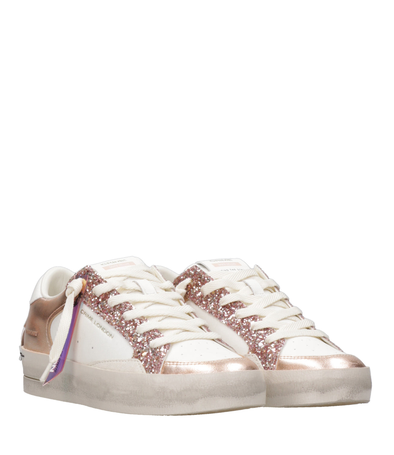 Crime | Sneakers SK8 Deluxe Bianco e Oro rosa