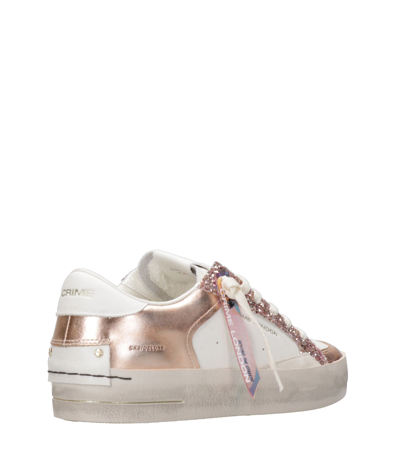 Crime | Sneakers SK8 Deluxe Bianco e Oro rosa