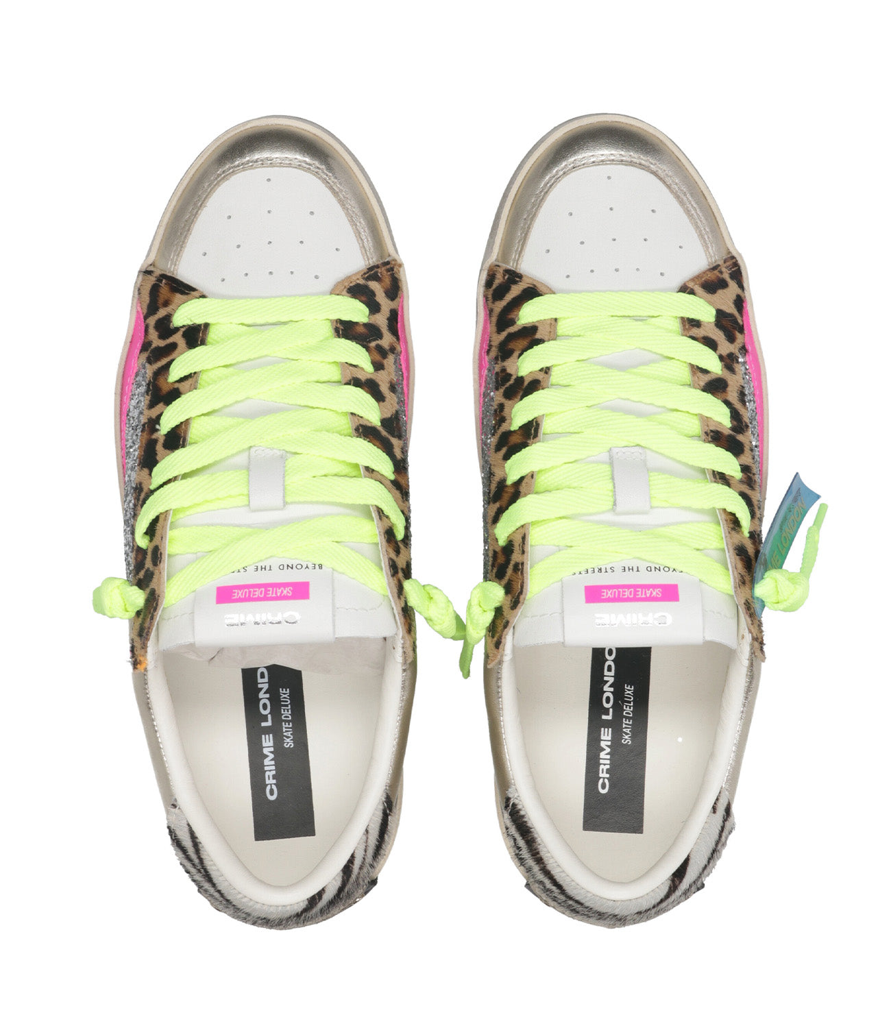 Crime | Sneakers SK8 Deluxe Argento e Leopardo