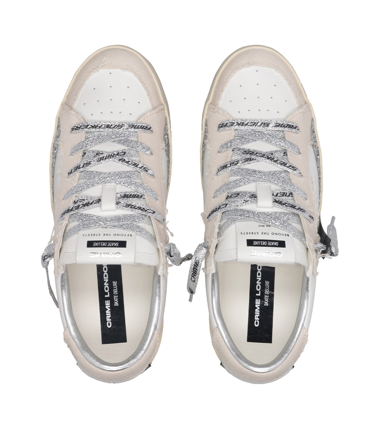 Crime | Sneakers SK8 Deluxe Bianco Sabbia e Argento