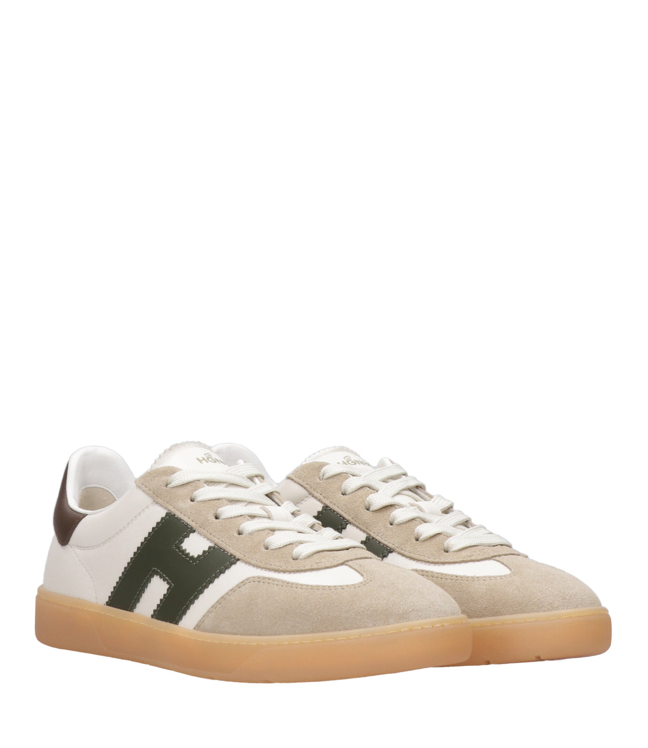 Hogan | Sneakers Cool Allacciato Bianco Verde e Marrone
