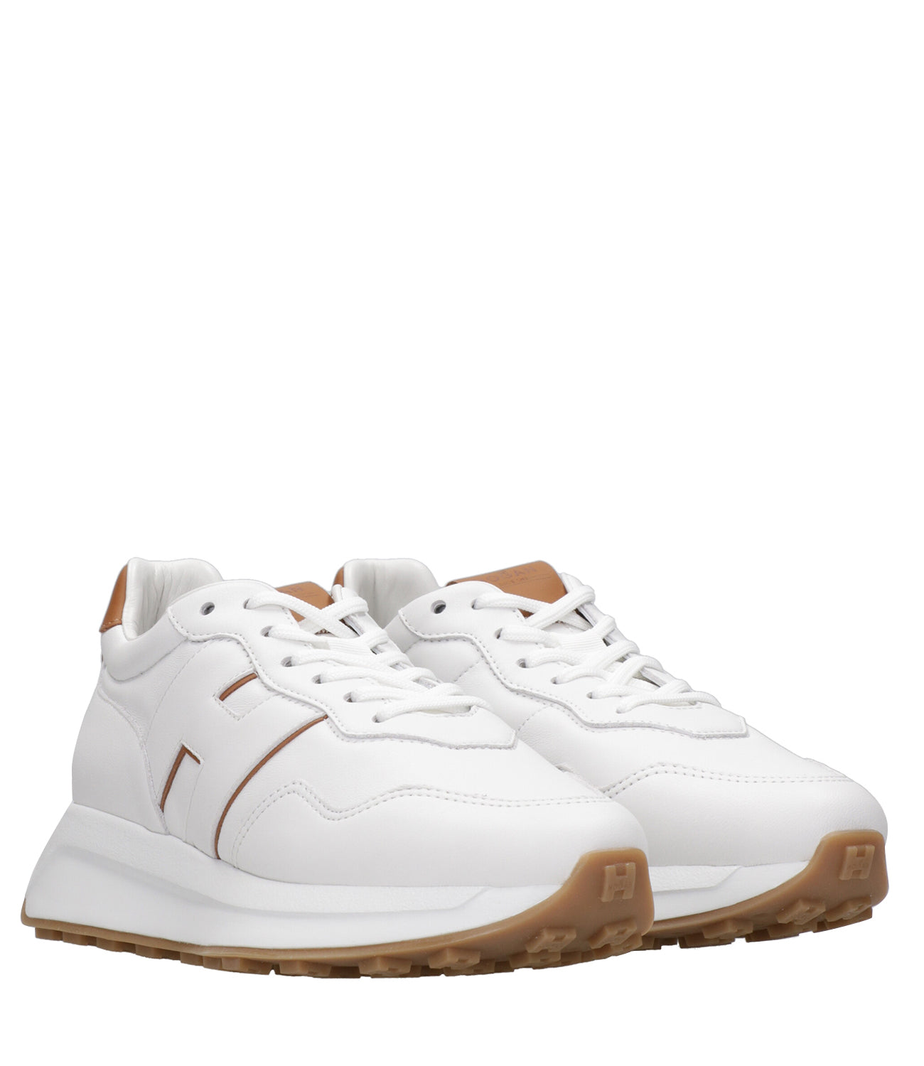 Hogan | Sneackers H641 Allacciato H Bianco e Biscotto