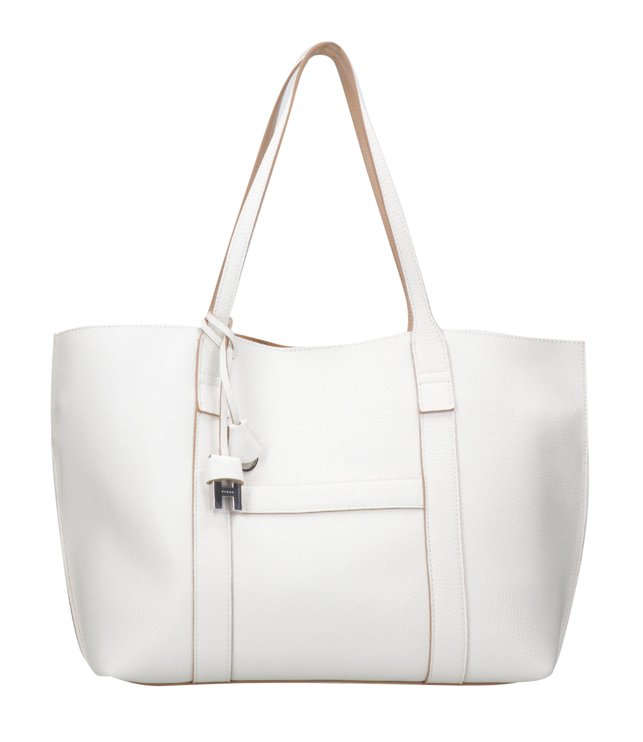 Hogan | Borsa a Spalla Script Shopping Media Bianco e Cipria