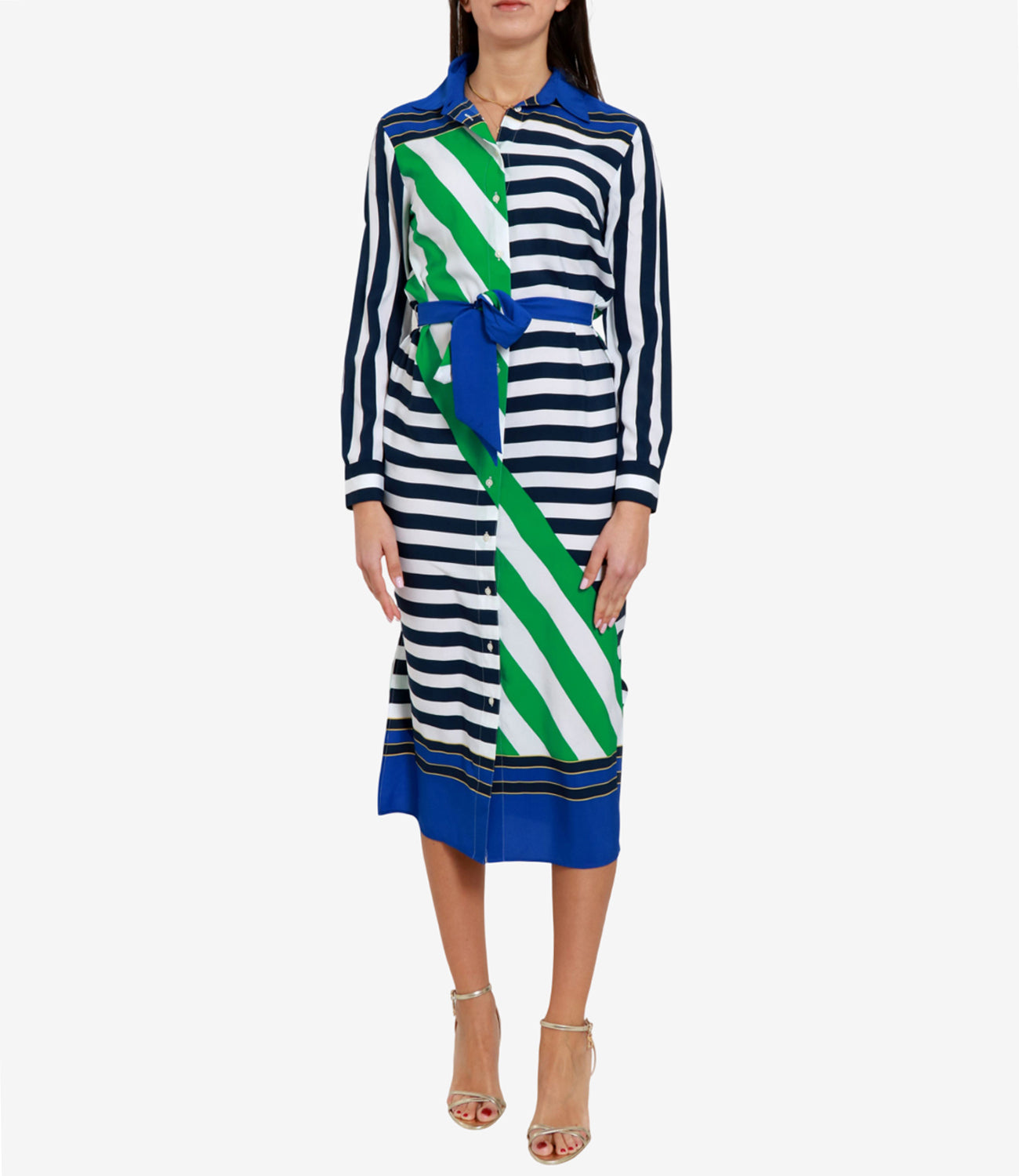 Lauren Ralph Lauren | Abito Fayella Blu Navy Bianco e Verde