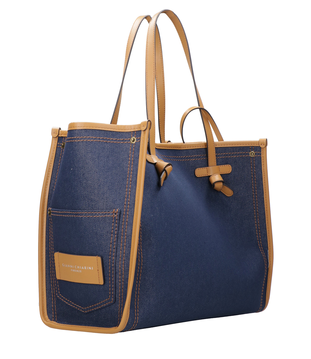 Marcella Club | Borsa a Spalla Denim Cuoio