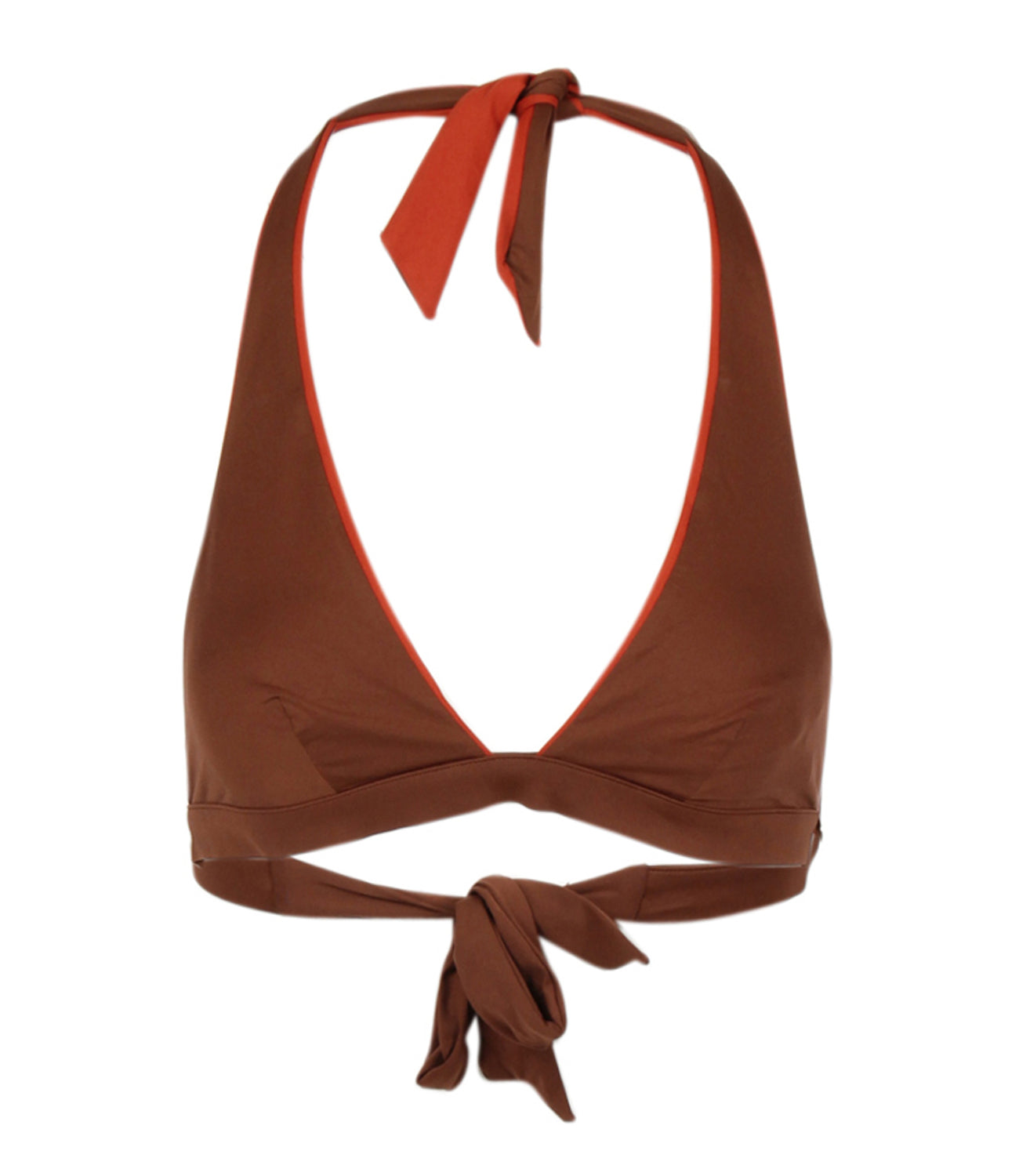 Max Mara Beachwear | Abazia Reversible Bikini Top in Brown and Orange