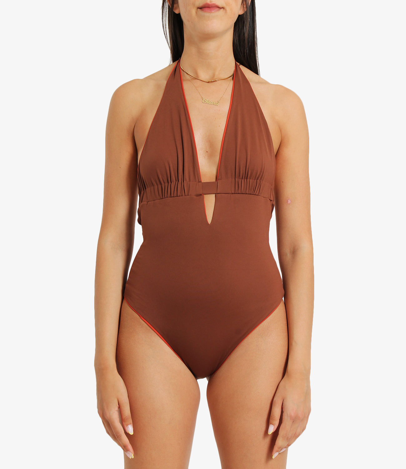 Max Mara Beachwear | Costume Intero Bchchenzia reversibile Marrone Arancio