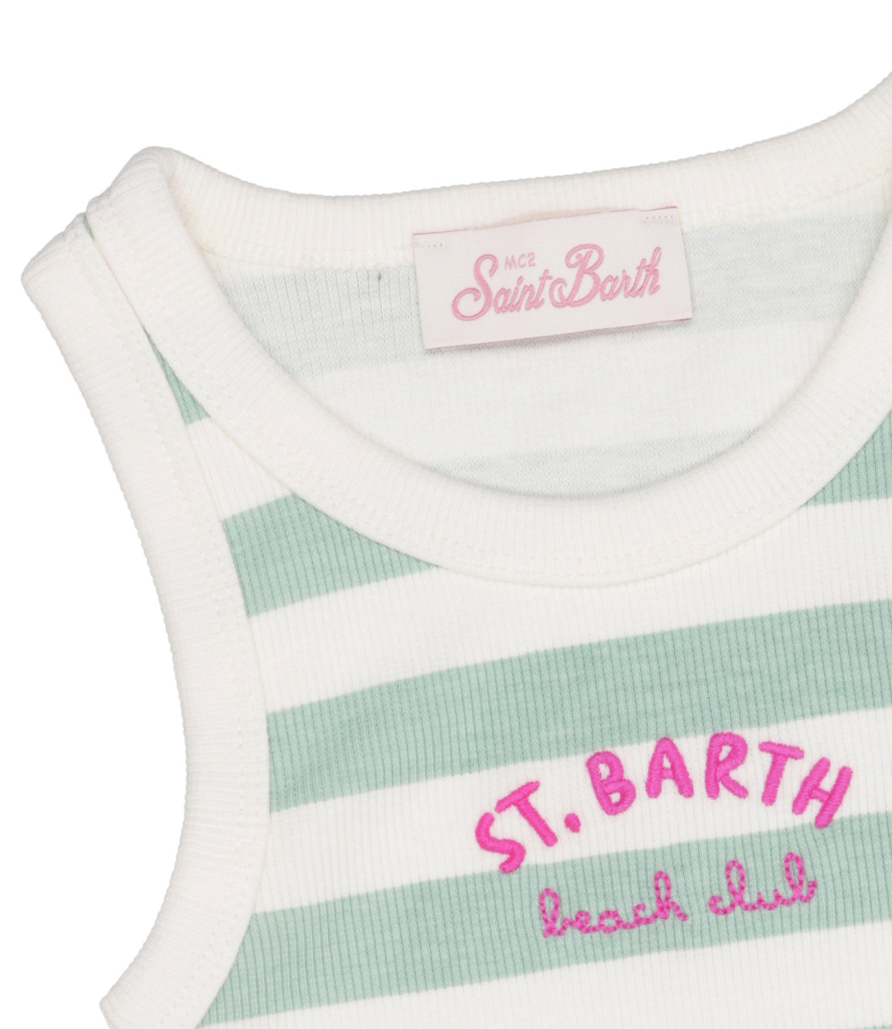 MC2 Saint Barth Kids | Top Bianco Verde acqua