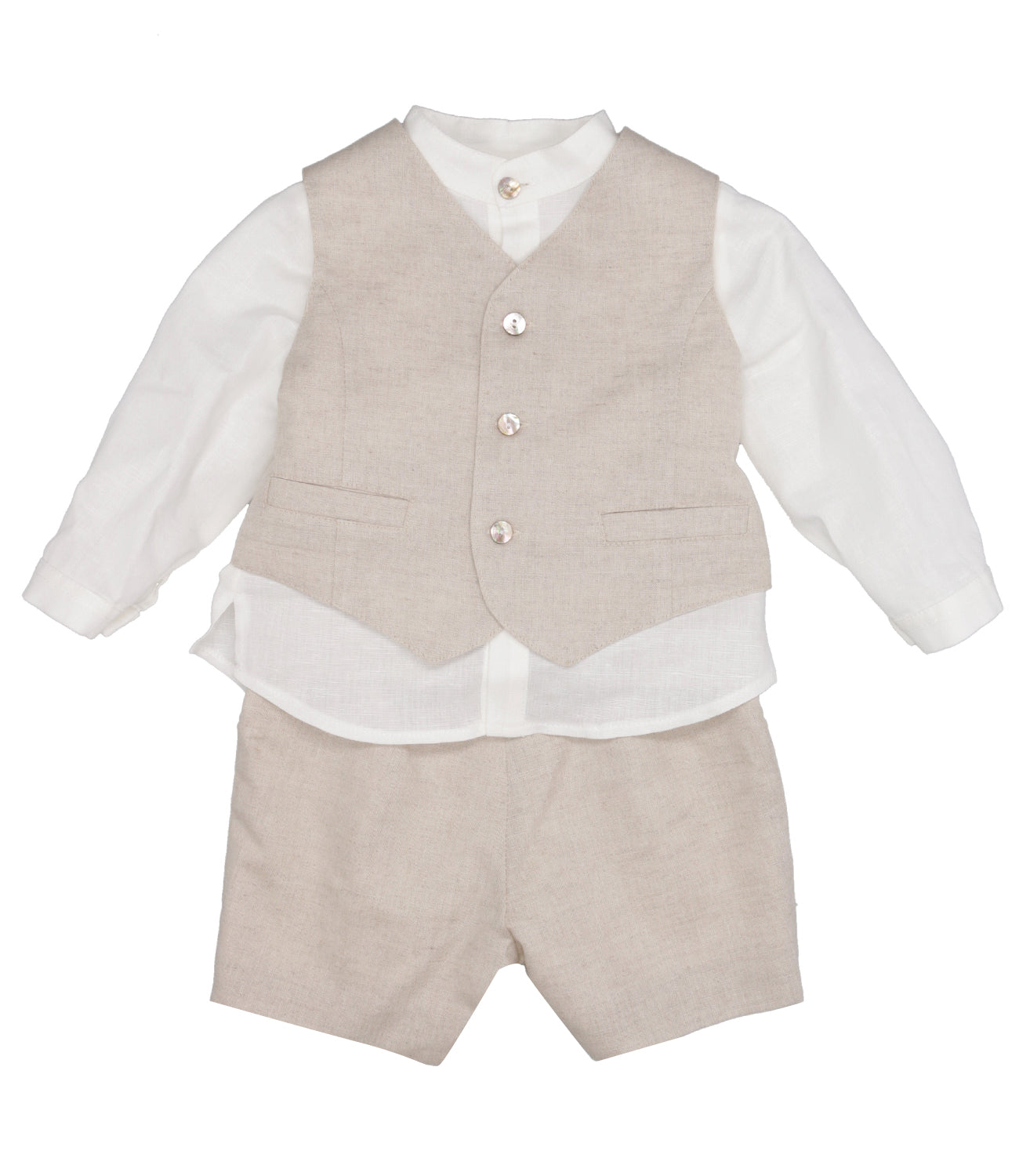 Mimilù | Set Gilet Camicia Bermuda Ecru