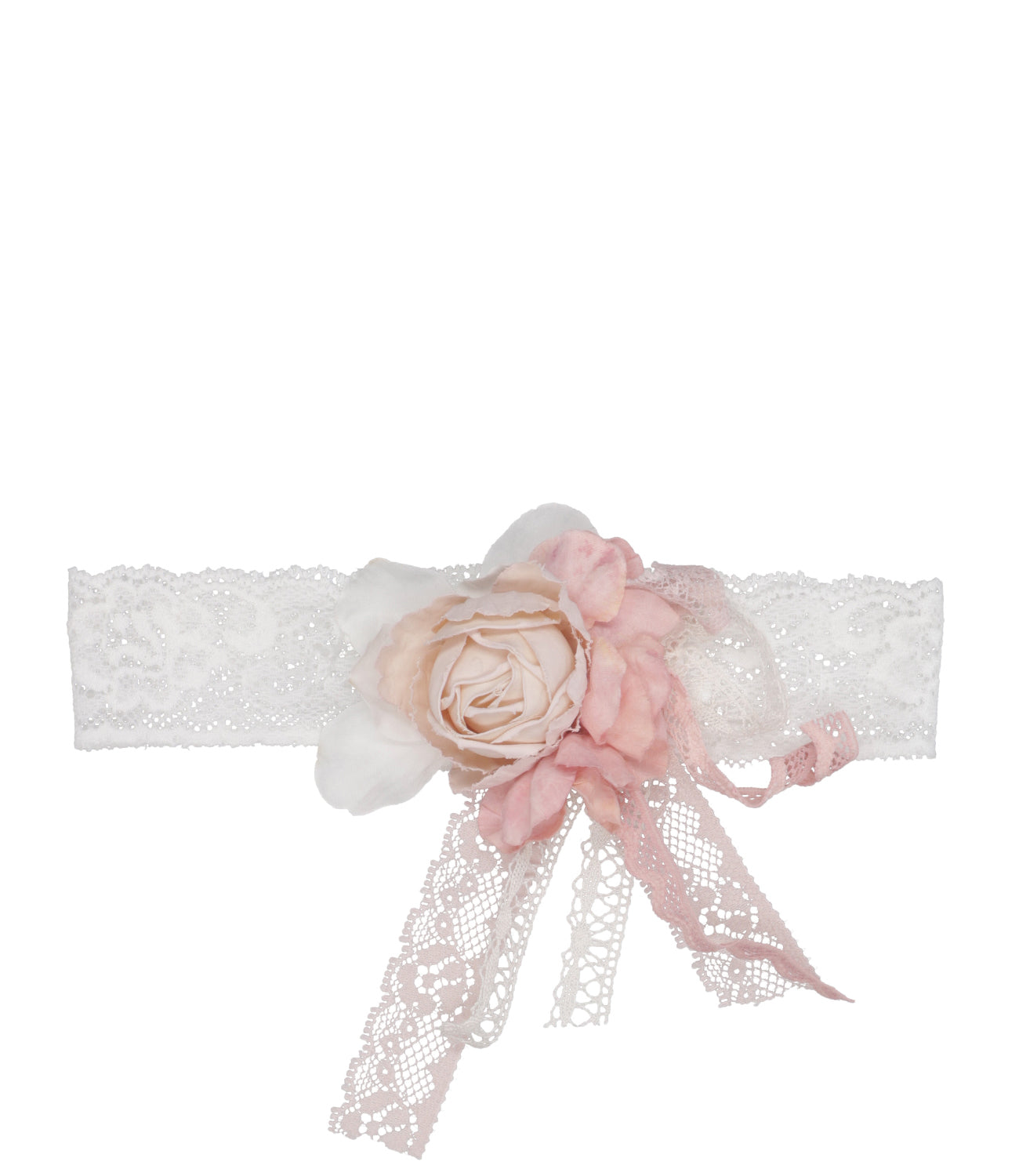 Mimilù | Fascia Capelli Bianco e Rosa antico
