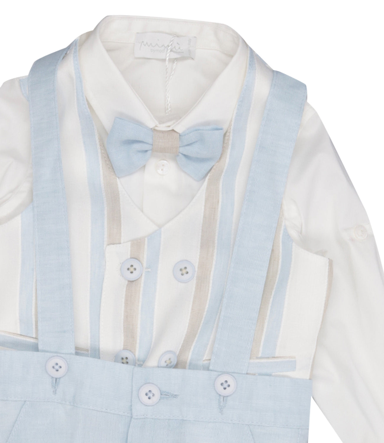 Minù | Set Abito Gilet Camicia Bermuda Cielo Beige