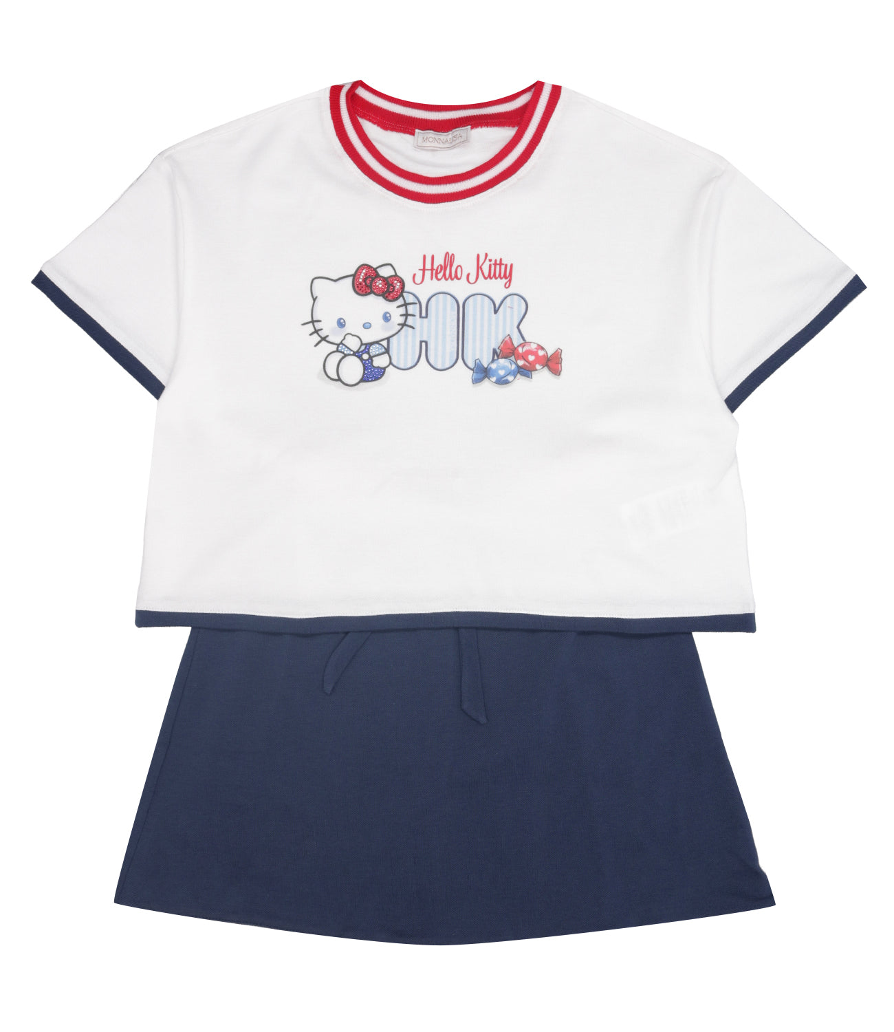 Monnalisa | Set Top e Gonna Bianco e Blu