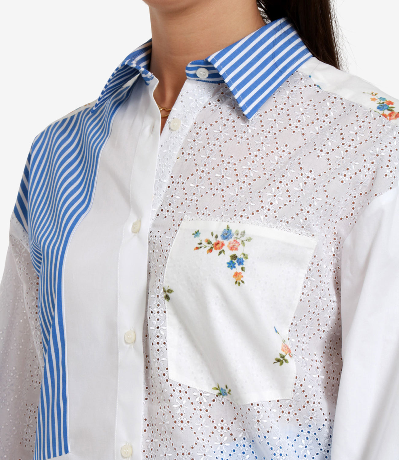 MSGM | Camicia Bianco e Azzurro