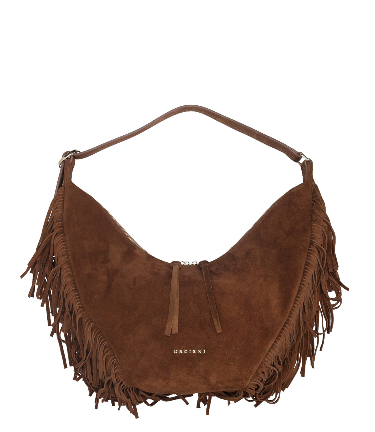 Orciani | Borsa a Spalla Hobo Peach Fringe S Cocoa