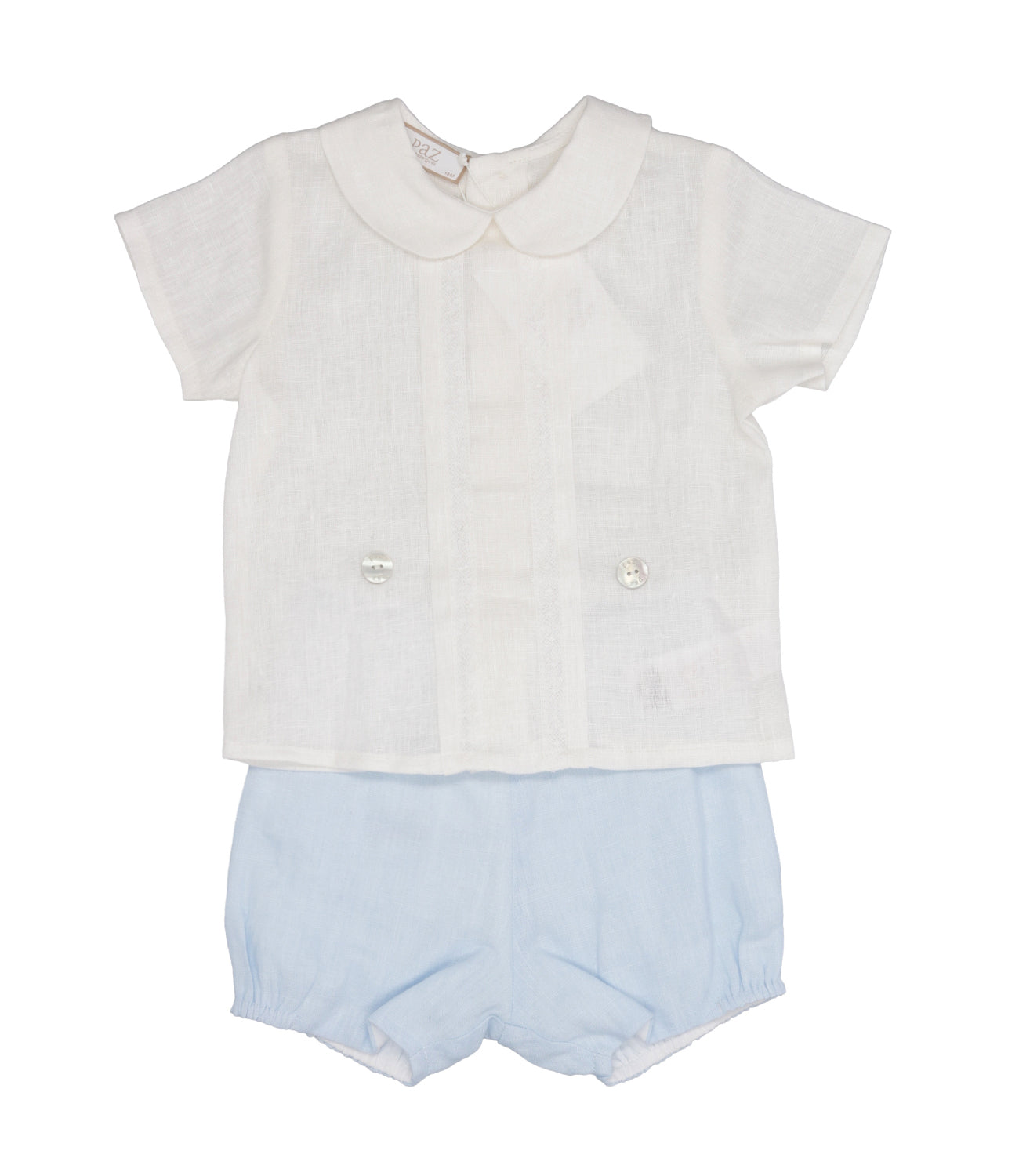 Paz Rodriguez | Set Camicia Bermuda Alegra Crema Azzurro