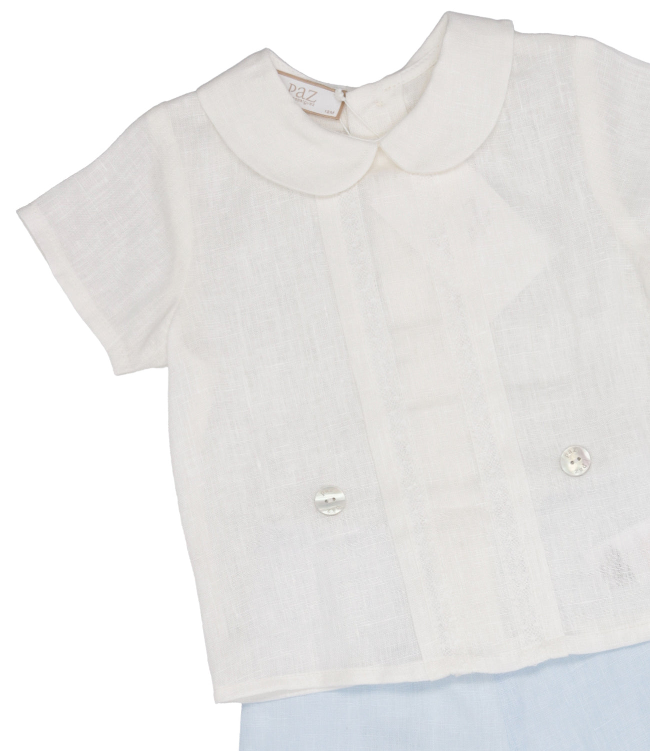 Paz Rodriguez | Set Camicia Bermuda Alegra Crema Azzurro